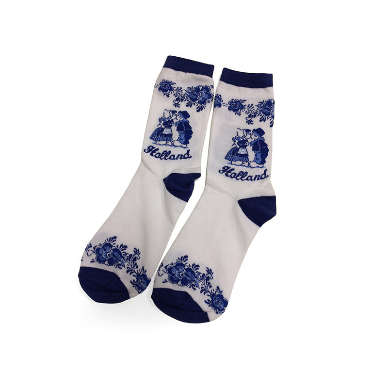 Socks-Delft Blue/Kissing Couple