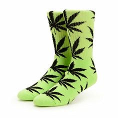 Weed Socks-Green/Black Leaves