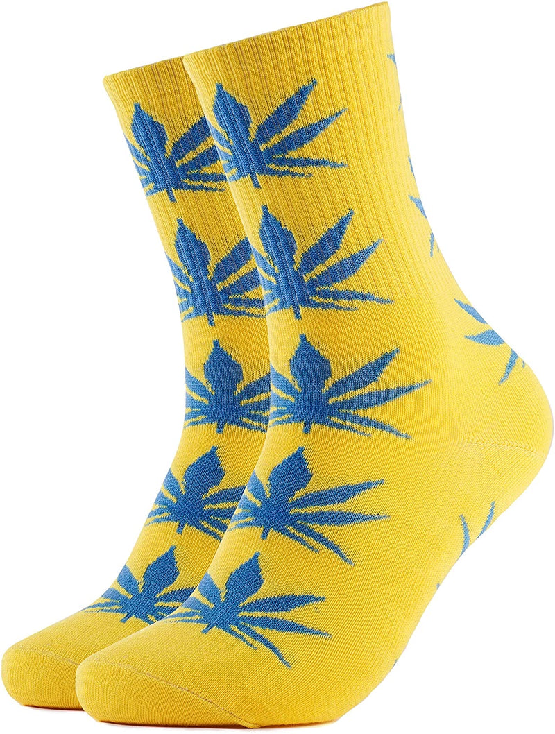 Weed Socks-Yellow/Blue Leaves