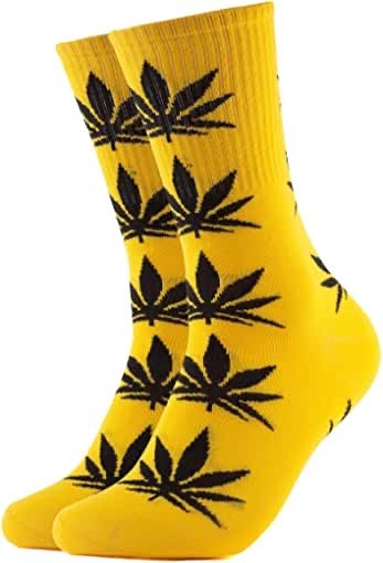 Weed Socks-Yellow/Black Leaves