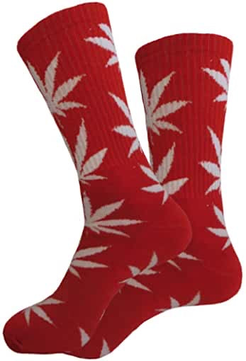 Weed Socks-Red/White Leaves