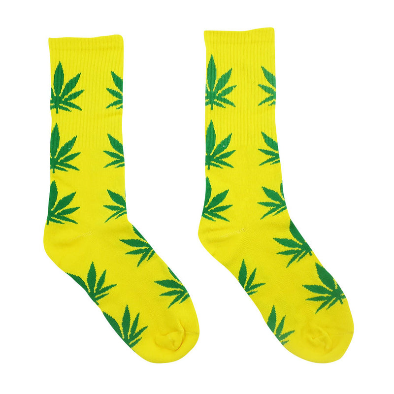 Weed  Socks-Yellow/Green Leaves