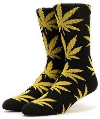 Weed Socks-Black/Yellow Leaves