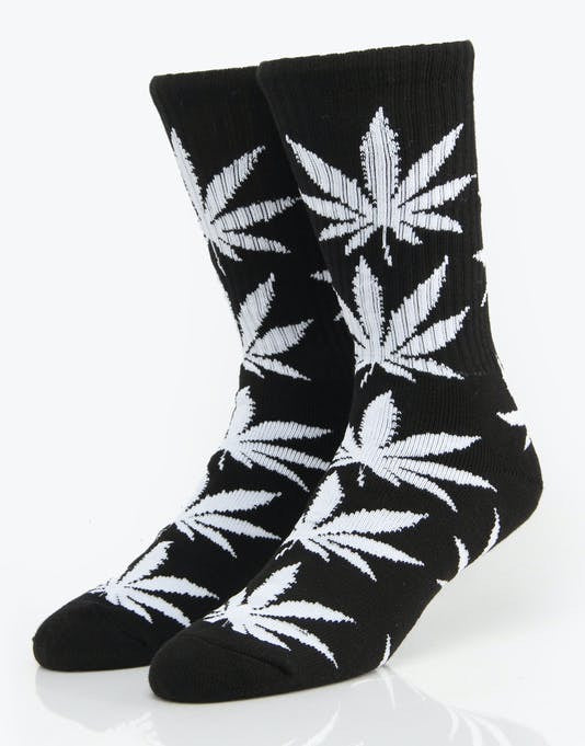 Weed Socks-Black/Silver Leaves