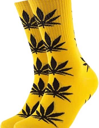 Weed Socks-Yellow/Black Leaves